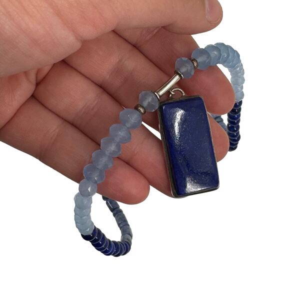 Hand Craft Lapis, Sodalite, Blue Chalcedony Stone beaded 24 inch necklace - Picture 4 of 7